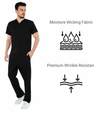 alamat men regular fit black scrub top 004 4