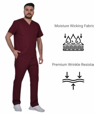 alamat men regular fit burgundy scrub top 004 2