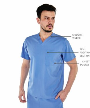alamat men regular fit ceil blue scrub top 004 2