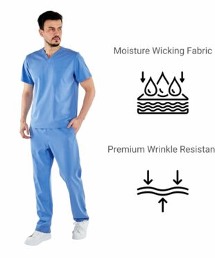 alamat men regular fit ceil blue scrub top 004 4