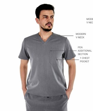 alamat men regular fit gray scrub top 004 2