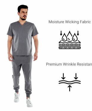 alamat men regular fit gray scrub top 004 4