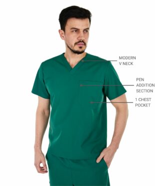 alamat men regular fit hunter green scrub top 004 2