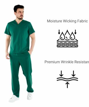 alamat men regular fit hunter green scrub top 004 4