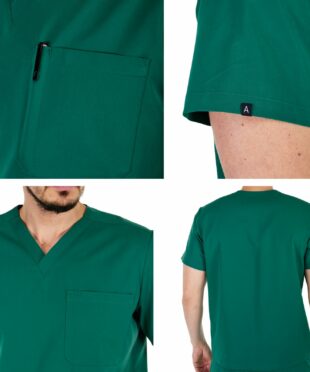 alamat men regular fit hunter green scrub top 004 5
