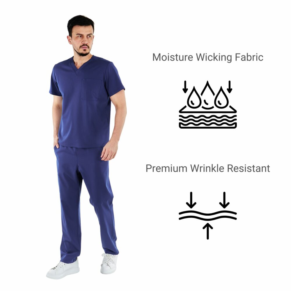 alamat men slim fit navy blue scrub top 006 4