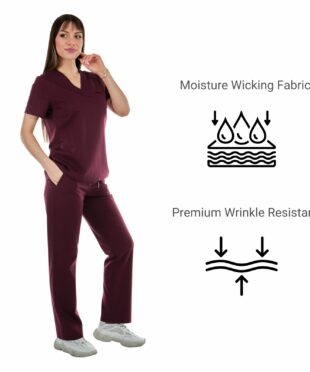alamat women regular fit burgundy scrub pant 003 4