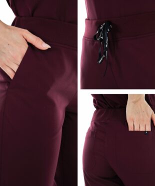 alamat women regular fit burgundy scrub pant 003 5