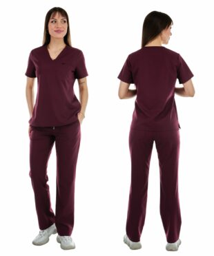 alamat women regular fit burgundy scrub pant 003 6
