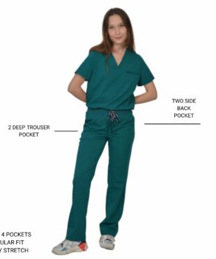 alamat women regular fit hunter green scrub pant 003 2