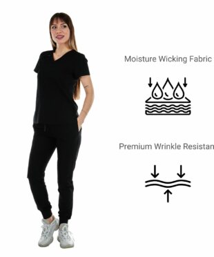 alamat women slim fit black jogger scrub pant 005 6