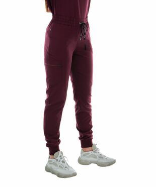alamat women slim fit burgundy jogger scrub pant 005 4