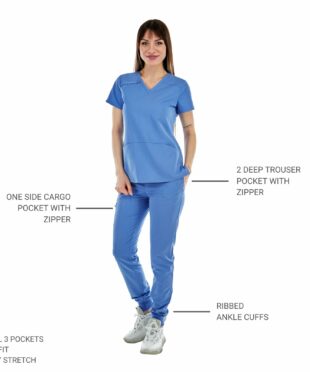 alamat women slim fit ceil blue jogger scrub pant 005 2