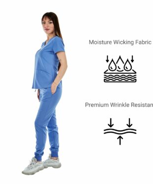 alamat women slim fit ceil blue jogger scrub pant 005 4