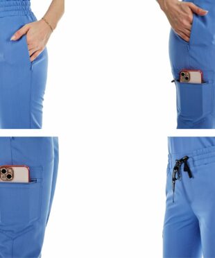 alamat women slim fit ceil blue jogger scrub pant 005 5