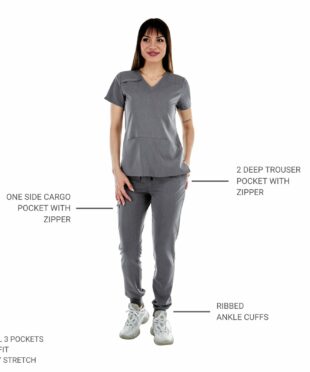 alamat women slim fit gray jogger scrub pant 005 2