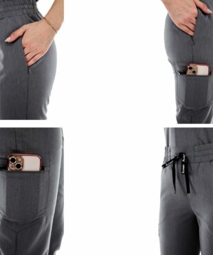 alamat women slim fit gray jogger scrub pant 005 4