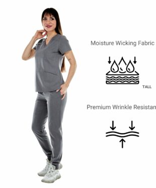 alamat women slim fit gray jogger scrub pant 005 6