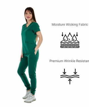 alamat women slim fit hunter green jogger scrub pant 005 1