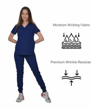 alamat women slim fit navy blue jogger scrub pant 005 1