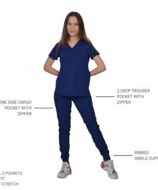 alamat women slim fit navy blue jogger scrub pant 005 2